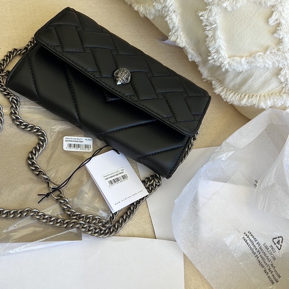 KURT GEIGER LONDON NWT Kensington Leather Wallet on a Chain BLACK - Picture 17 of 17